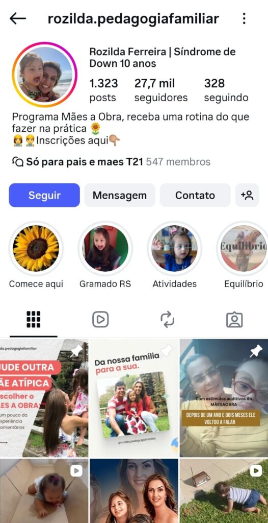 Perfil de Rozilda Ferreira no Instagram