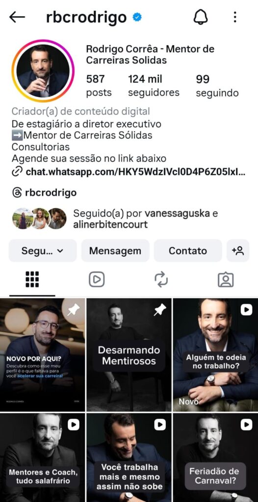 Perfil de Rodrigo Corrêa no Instagram